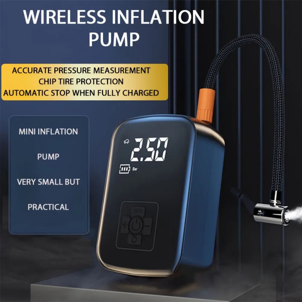 Digital Display Air Pump Portable Air Compressor LED Light Wireless Cordless Tire Inflation for Car Motorcycle Boat Tyre Balls