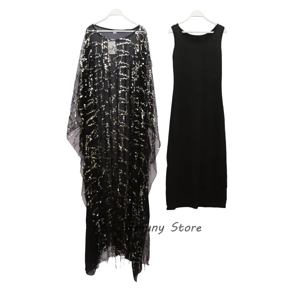 African Sequin Chiffon Maxi Dress Plus Size