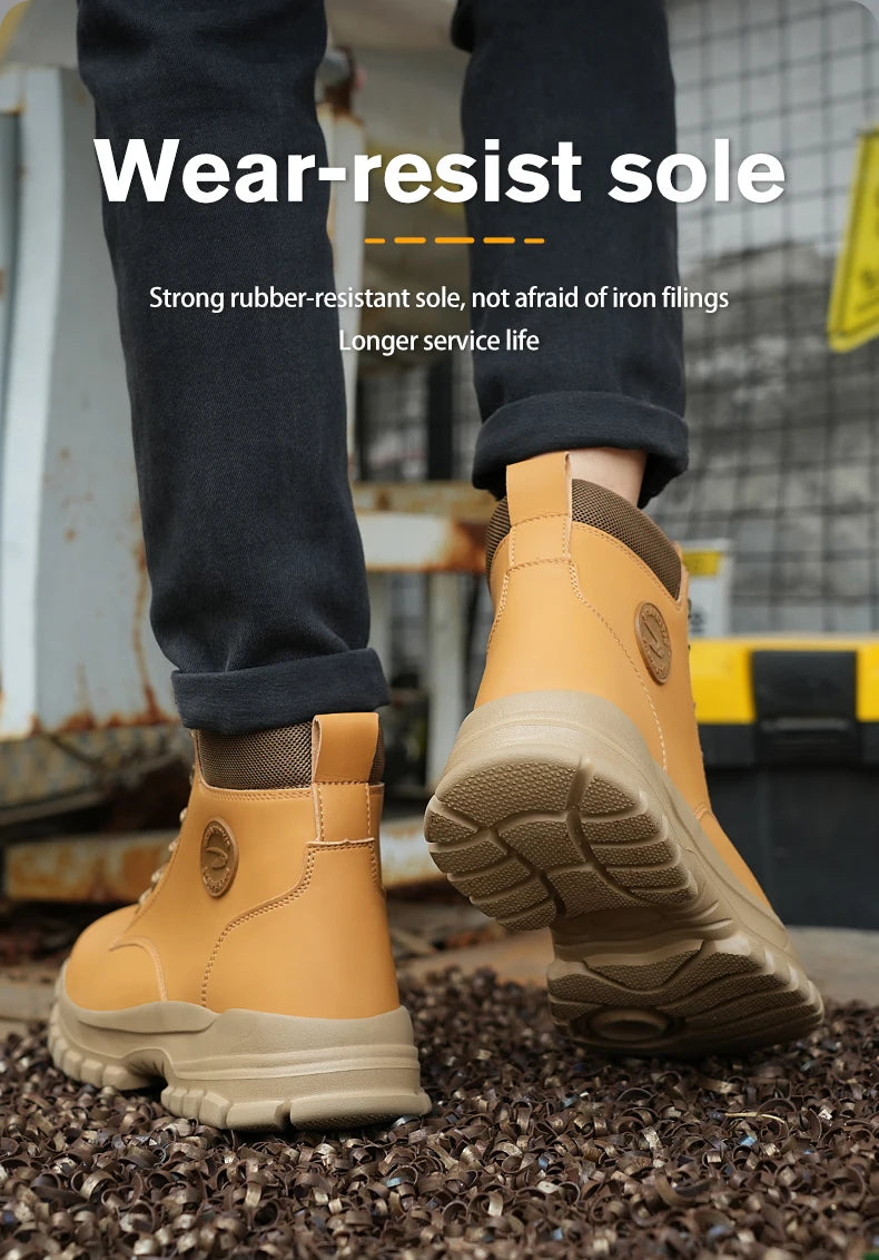 High-top PU anti-smash anti-puncture breathable safety shoes