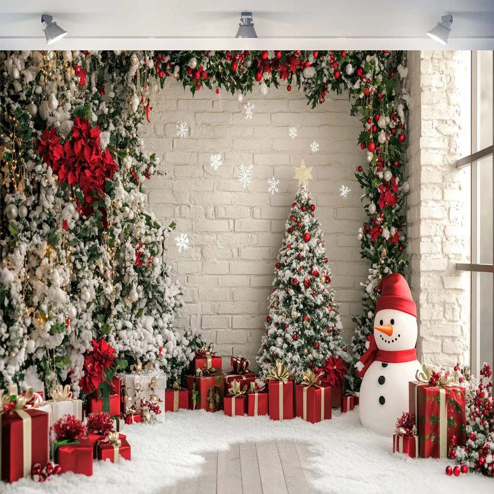 Christmas Decoration 2025 Photography Background Christmas Tree Snowman Photo Background Xmas Party Supplies Home Wall Banner