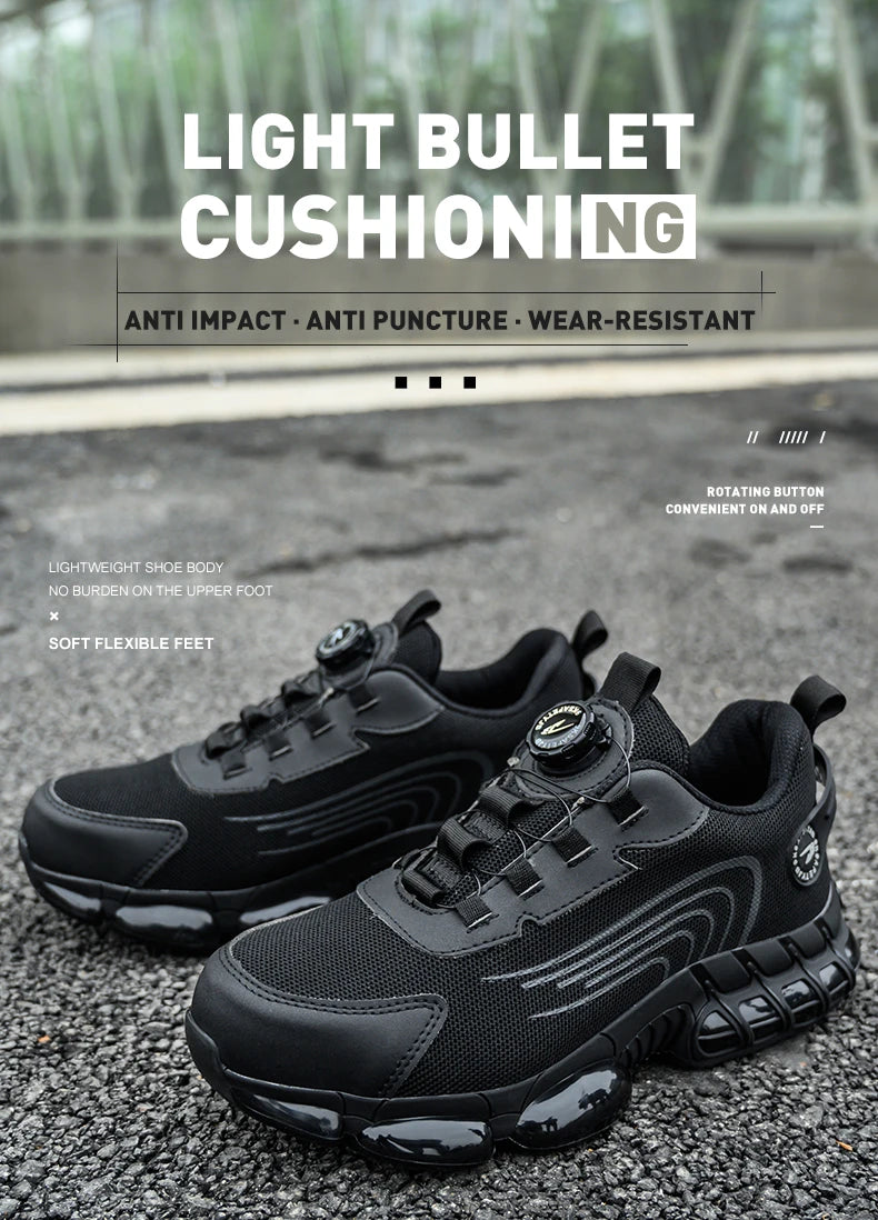 Rotating Button Unisex Safety Shoes Men For Work Sneakers Shoes Puncture-Proof Protective Women Shoes Steel Toe Work footwear