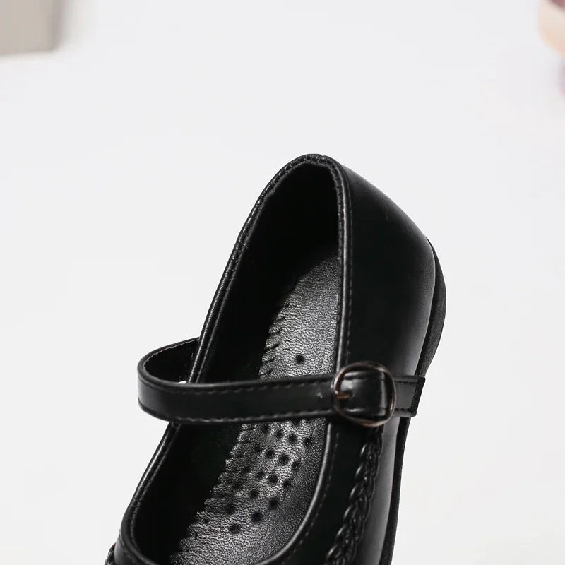 2024 Children Leather Shoes for Girls Spring New Fashion Korean Style Soft Bottom Anti-slippery Versatile Chic Princess Shoes