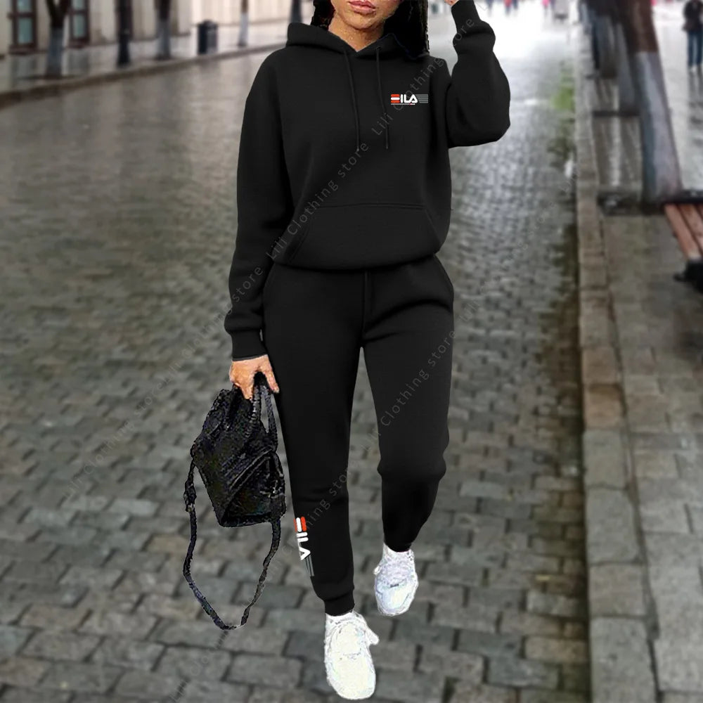 Crisluvᵀᴹ Women’s Winter Hooded Tracksuit 2-Piece Jogger Set Designer