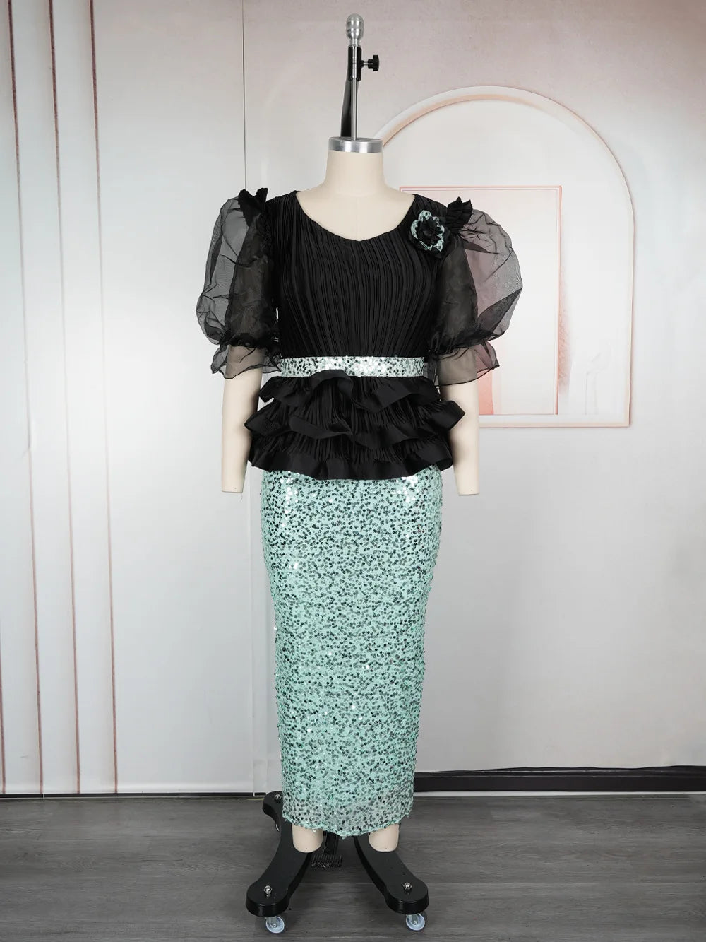 Elegant Puff Sleeve Bodycon Dress for Women