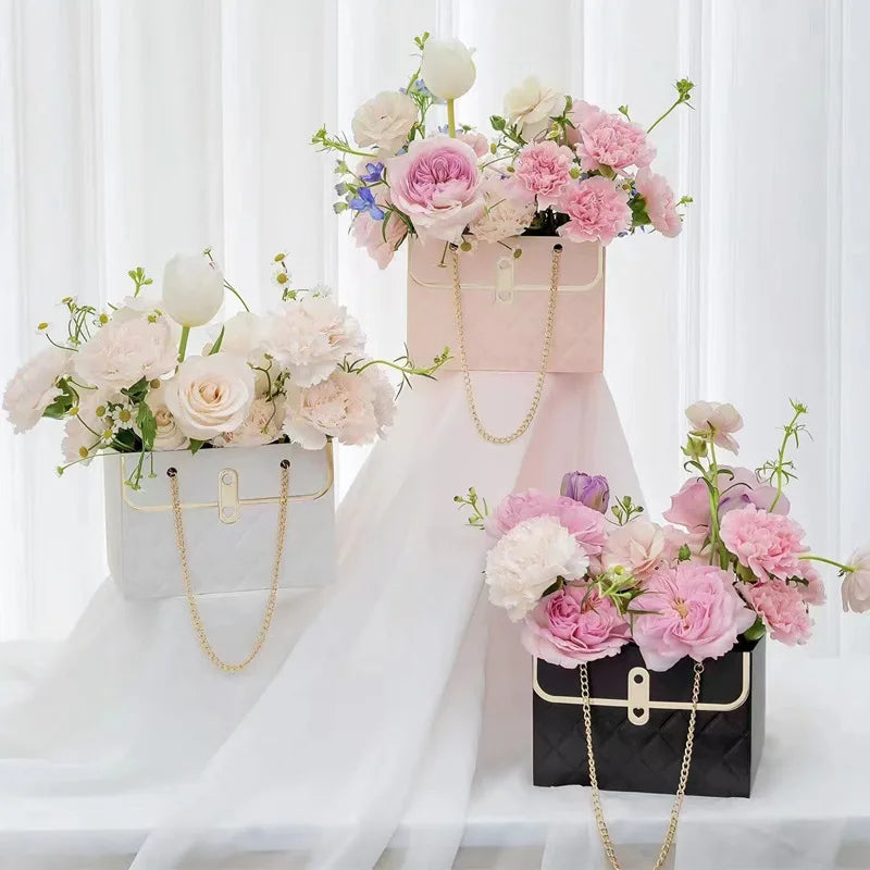 Flower Tote Bag Portable Foldable Long Lasting Universal Present Packing Rose Flower Box Party Gift Box Wedding Valentine&