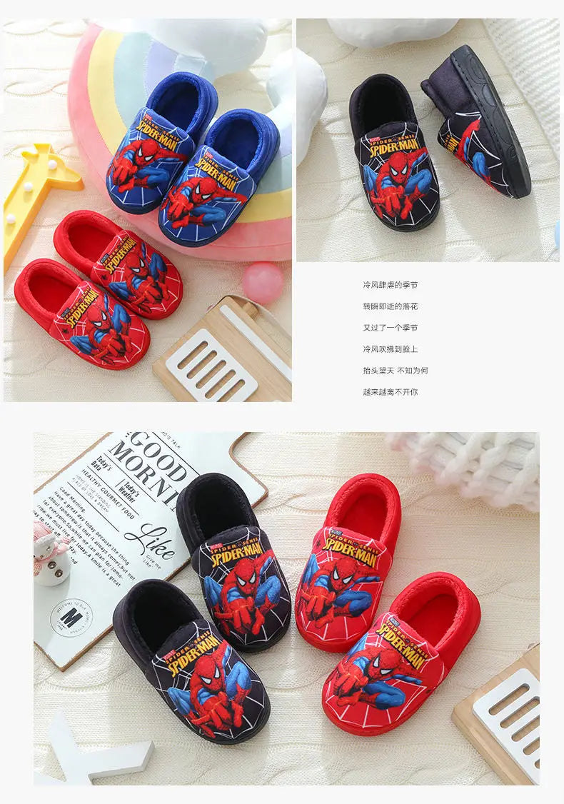 Cartoon Printed Spider-man Cotton Slippers For Children&