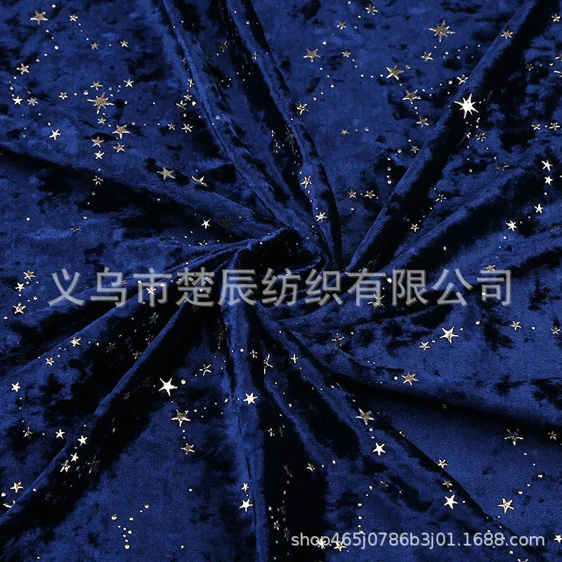 Bronzing Star Velvet Fabric By The Meter for Accessory Dress Pajamas Curtain Pillow Sofa Sewing Velour Cloth Stretch Warm Smooth