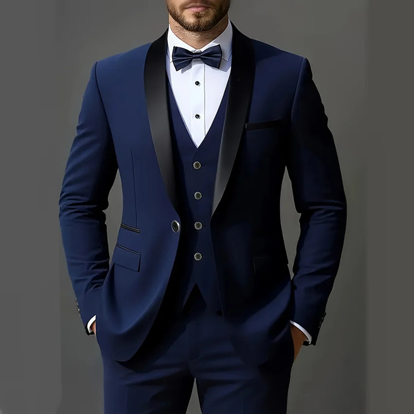Men’s 3-Piece Suit Set – Jacket, Vest & Pants for Weddings & Formal Events