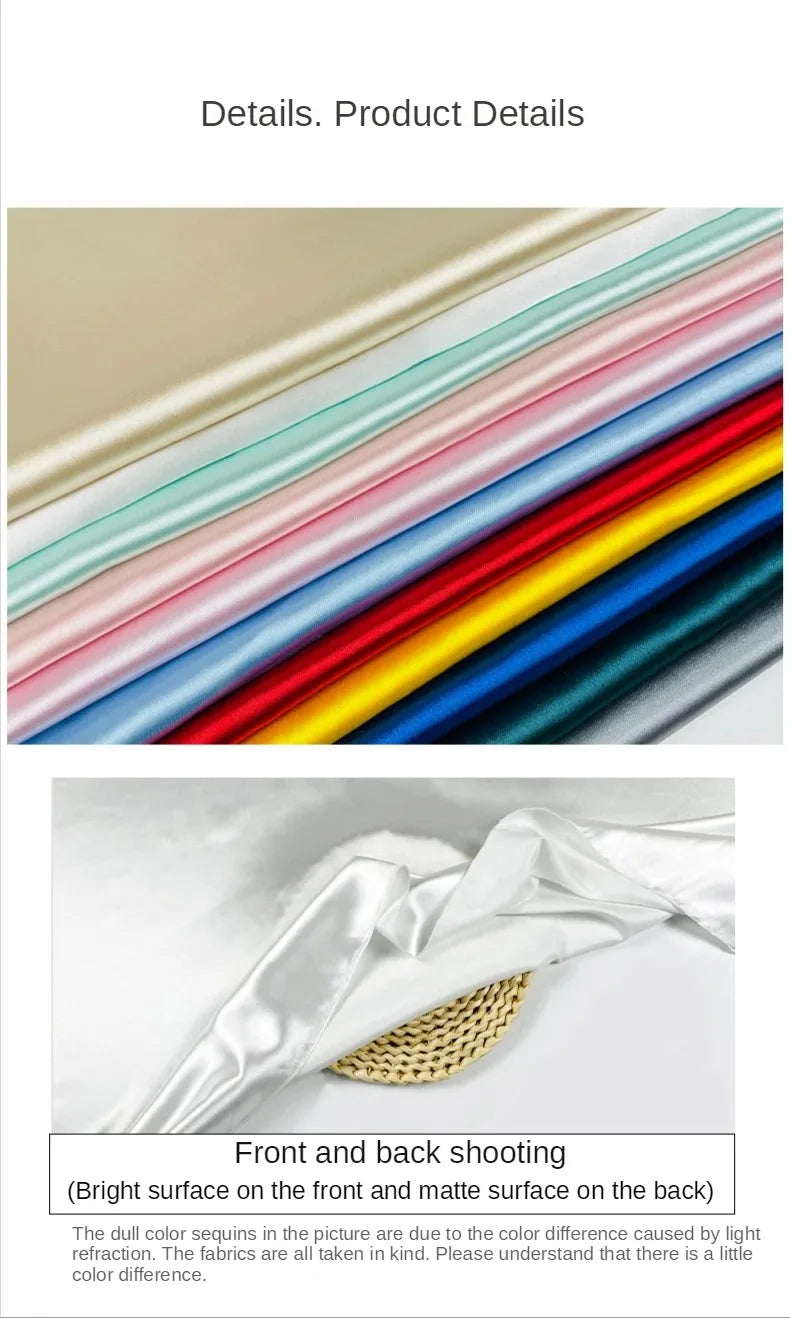 Stretch Satin Fabric By The Meter for Cheongsam Hanfu Dresses Sewing Plain Soft Skin-friendly High-density Cloth Thin Breathable