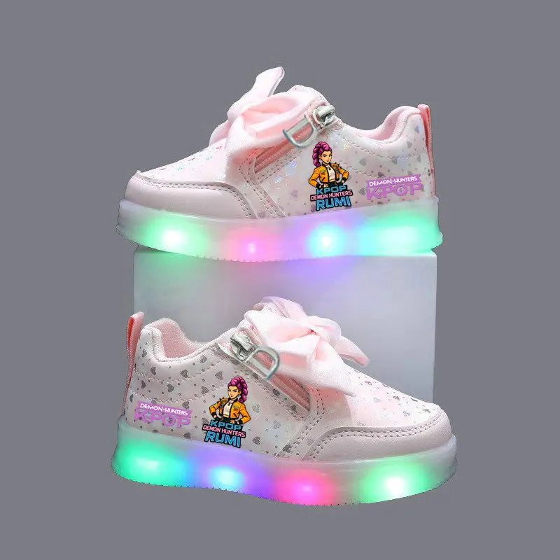 Kpop Demon Hunters Shoes For Kids Children LED Sneakers Baby Toddler Shoes 1-6 Y Anime Huntrix Luminous Sport Shoes Size 21-30