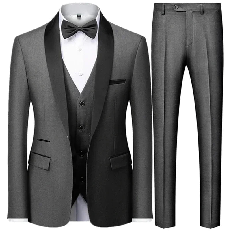 Men’s 3-Piece Slim Fit Suit – Blazer, Vest & Pants for Wedding & Party