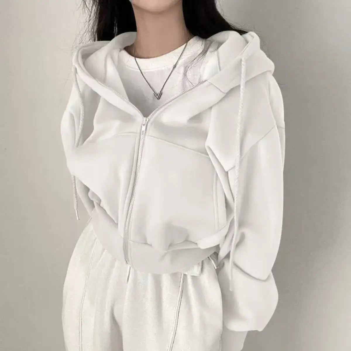 Women’s Zip-Up Hooded Hoodie – Autumn Winter Streetwear Crop Jacket If you want: