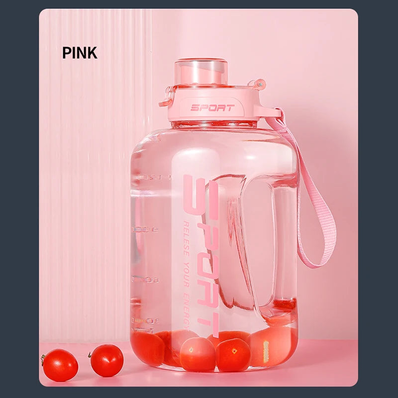 Large-Capacity Water Bottle Straw Pot Belly Cup Sports Water Bottle Ton Ton Bucket Students Portable Plastic Cup 1.2L/1.7L/2.5L