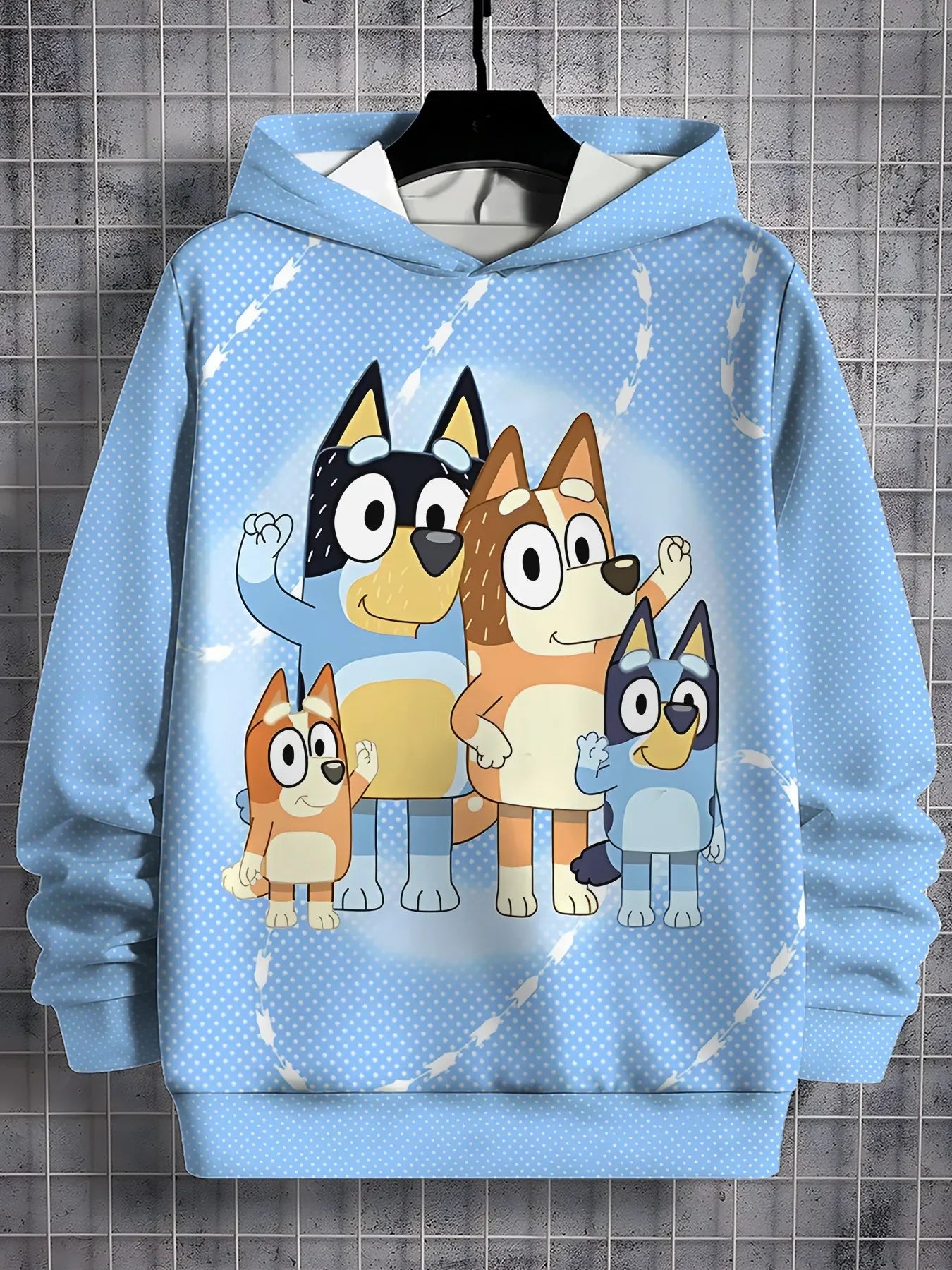 Blueys-Bingoed Kids Blue Dog 3D Print Sweatshirt – Unisex All-Season Pullover Hoodie for Boys & Girls