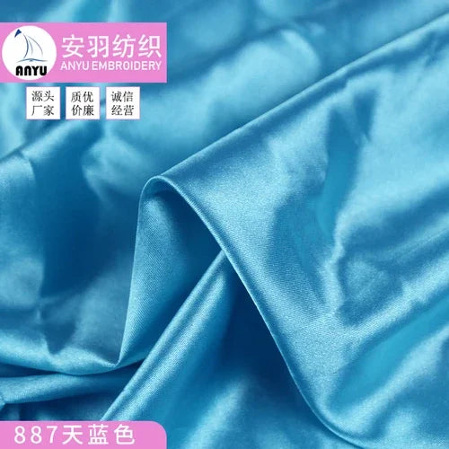 Stretch Satin Fabric By The Meter for Cheongsam Hanfu Dresses Sewing Plain Soft Skin-friendly High-density Cloth Thin Breathable