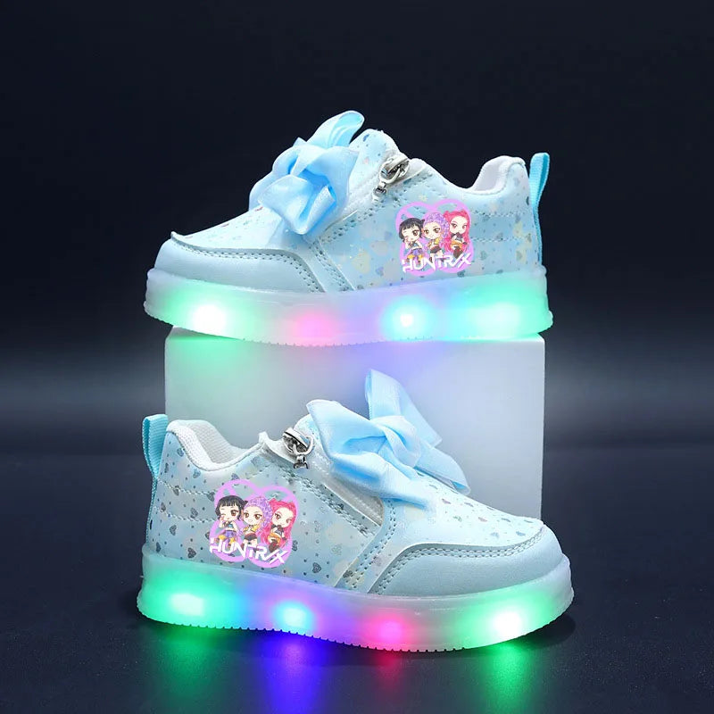 KPop Demon Hunters Shoes For Kids Children LED Shoes Baby Toddler Shoes 2-6 Y Anime Huntrix Luminous Sport Shoes Size 21-30