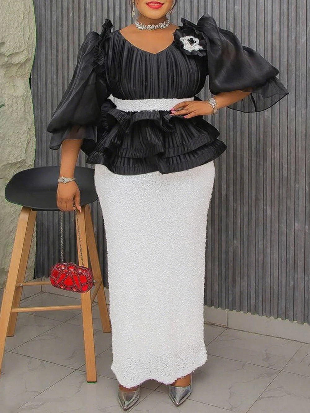 Elegant Puff Sleeve Bodycon Dress for Women