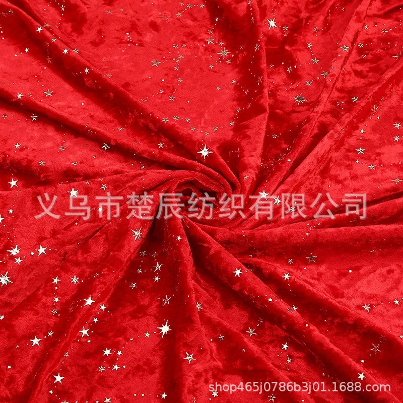Bronzing Star Velvet Fabric By The Meter for Accessory Dress Pajamas Curtain Pillow Sofa Sewing Velour Cloth Stretch Warm Smooth