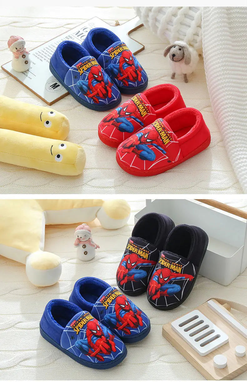 Cartoon Printed Spider-man Cotton Slippers For Children&