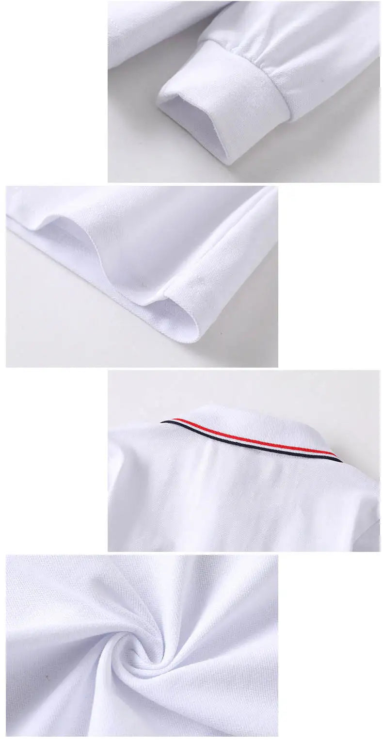 Children Long Sleeve Cotton School Uniform White