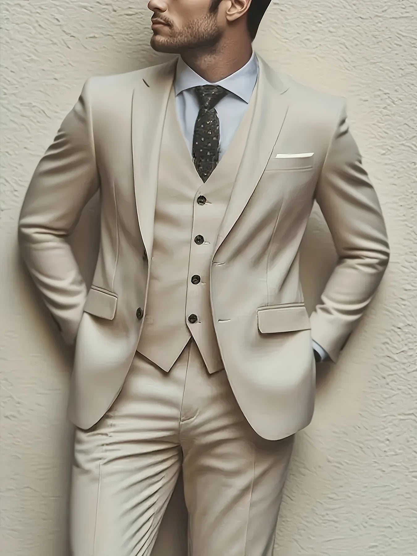 Men’s 3-Piece Suit Set – Jacket, Vest & Pants for Weddings & Formal Events