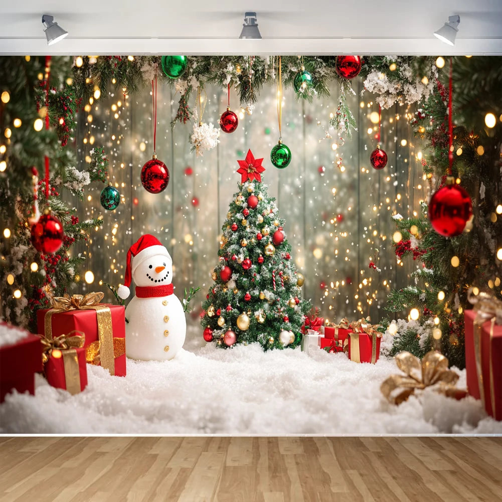Christmas Decoration 2025 Photography Background Christmas Tree Snowman Photo Background Xmas Party Supplies Home Wall Banner