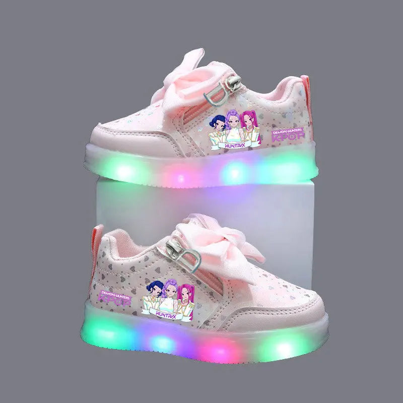 Kpop Demon Hunters Shoes For Kids Children LED Sneakers Baby Toddler Shoes 1-6 Y Anime Huntrix Luminous Sport Shoes Size 21-30
