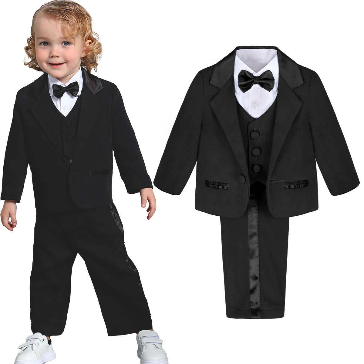 Baby Boy Tuxedo Suit – Infant Formal Wedding & Birthday Gentleman Outfit