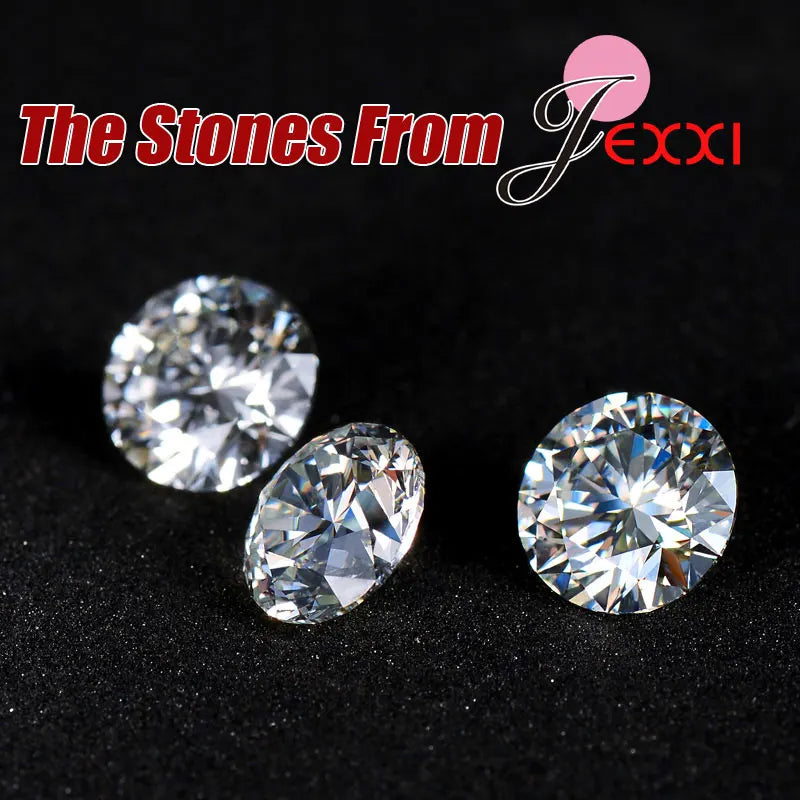 Wedding Women Bijoux Classic Genuine 925 Sterling Silver Cubic Zircon Jewelry Sets Shiny Crystal Necklace Pendant Drop Earrings