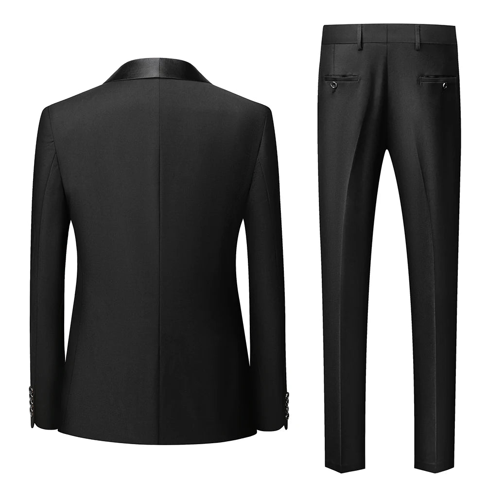 Men’s 3-Piece Slim Fit Suit – Blazer, Vest & Pants for Wedding & Party