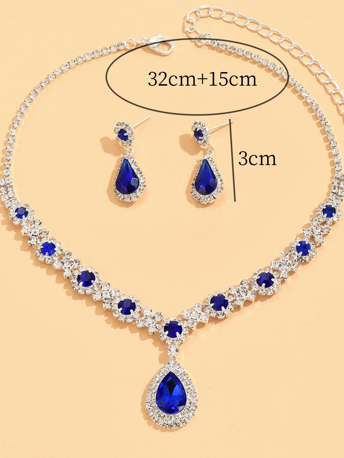 Crisluv™ Bridal Crystal Droplet Necklace & Earrings Set – 3-Piece Elegant Design