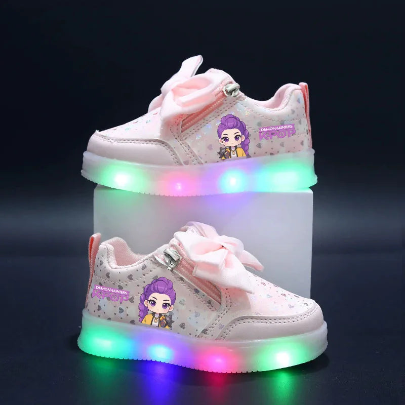 KPop Demon Hunters Shoes For Kids Children LED Shoes Baby Toddler Shoes 2-6 Y Anime Huntrix Luminous Sport Shoes Size 21-30