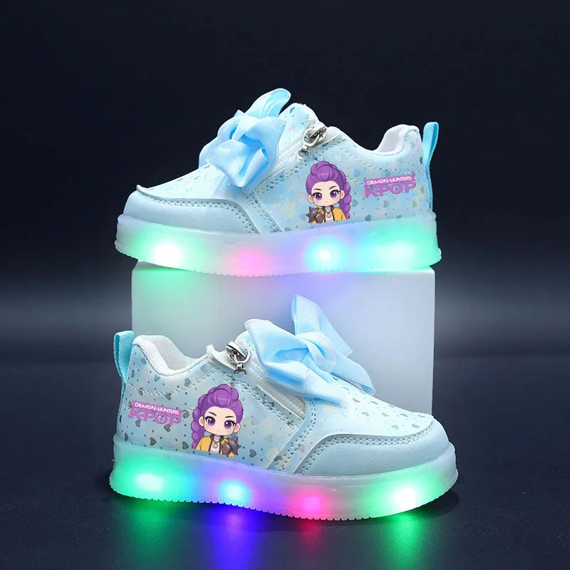 KPop Demon Hunters Shoes For Kids Children LED Shoes Baby Toddler Shoes 2-6 Y Anime Huntrix Luminous Sport Shoes Size 21-30