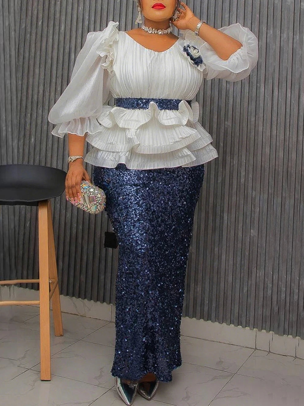 Elegant Puff Sleeve Bodycon Dress for Women