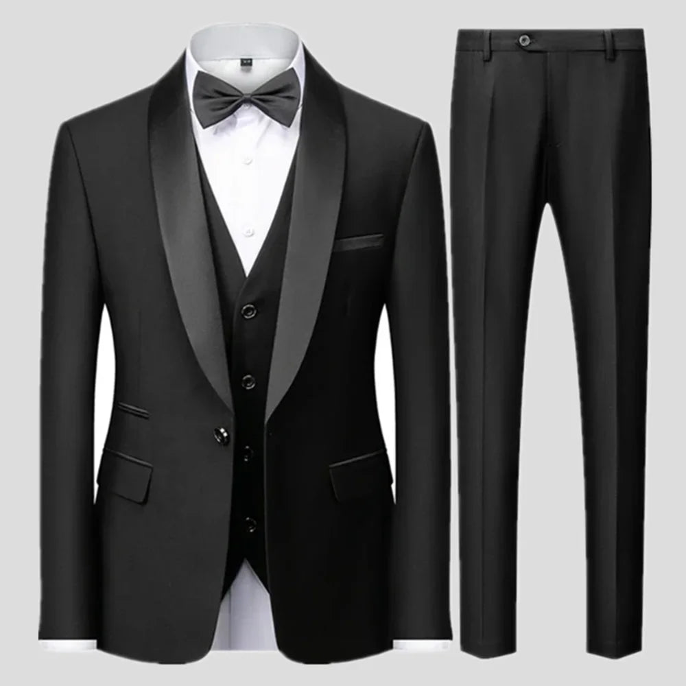 Men’s 3-Piece Slim Fit Suit – Blazer, Vest & Pants for Wedding & Party