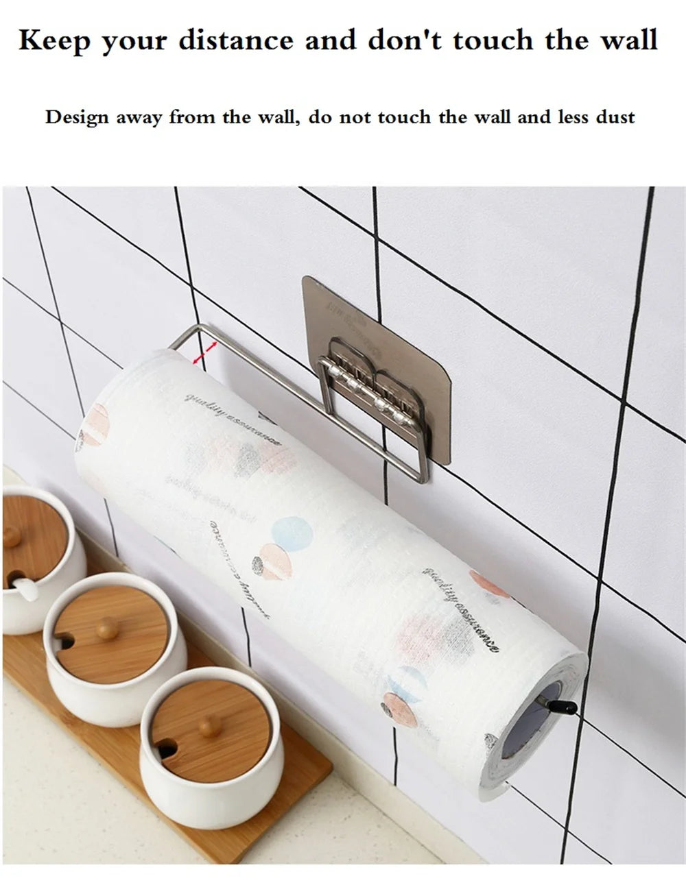 Adhesive Hanging Paper Roll Towel Holder Bathroom Toilet Storage Stand Kitchen Organizer Napkin Rack Stainless Steel Wall Mount