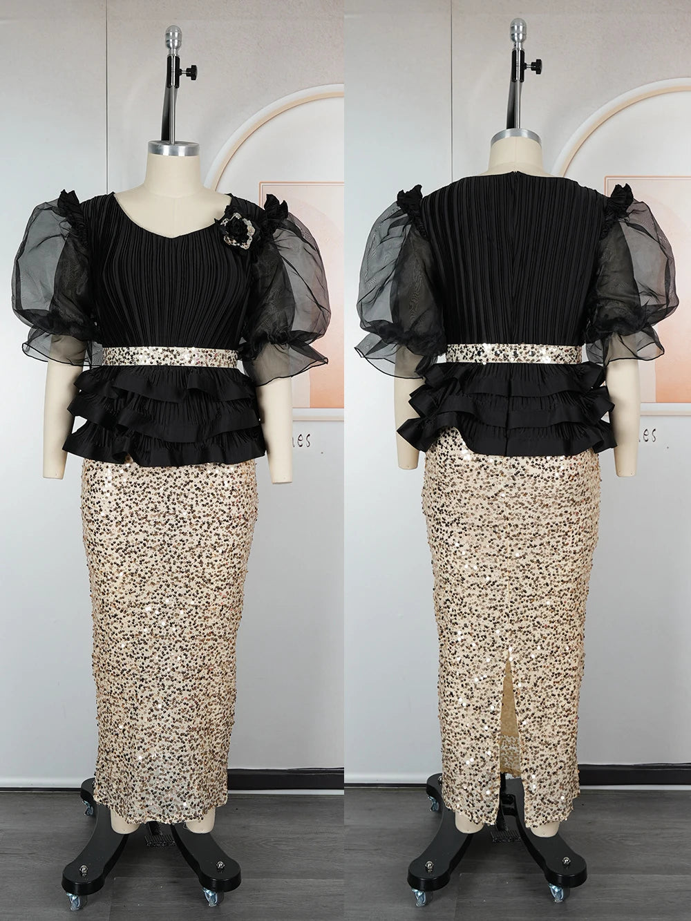 Elegant Puff Sleeve Bodycon Dress for Women