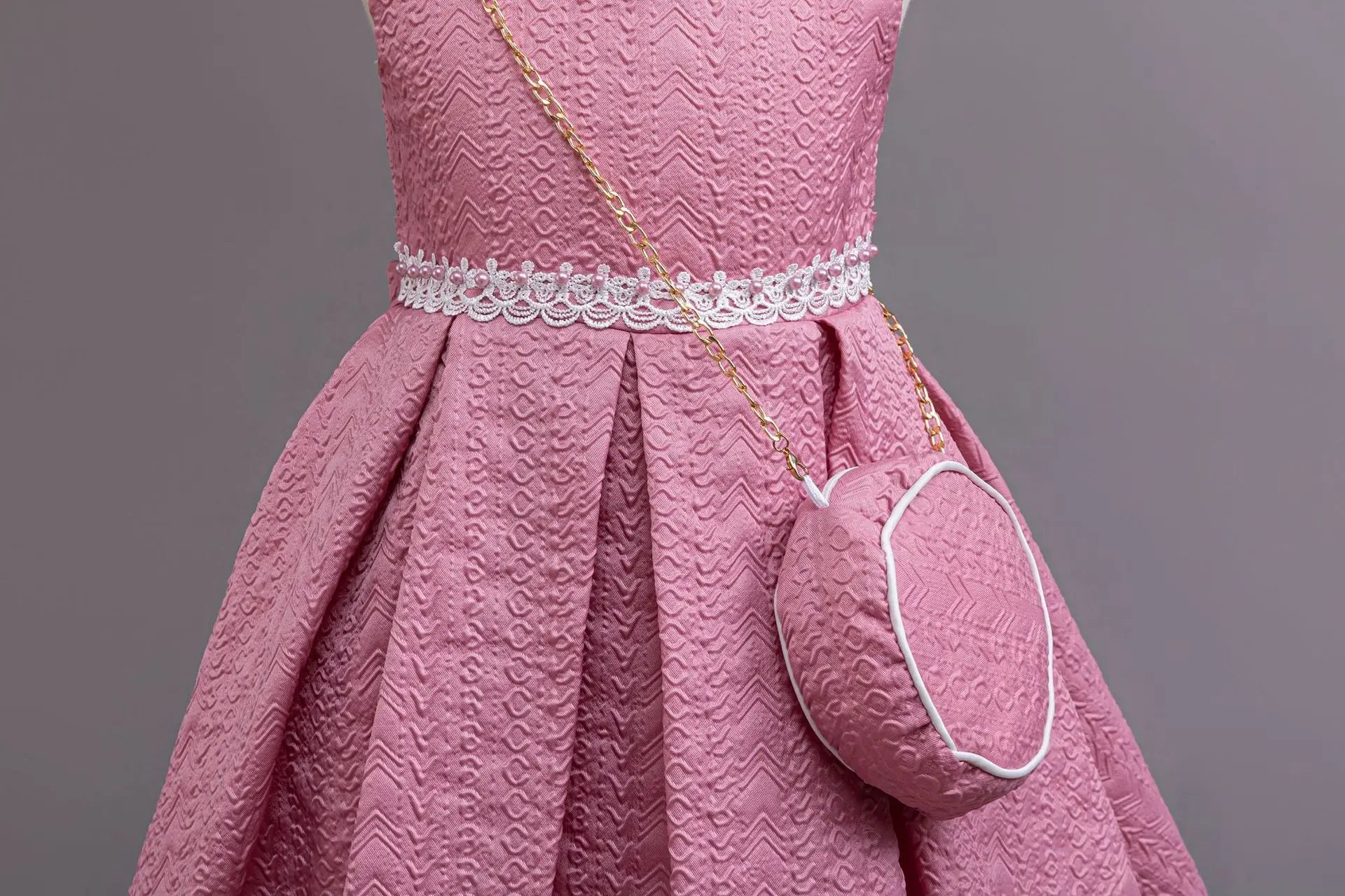 HETISO Autumn/Winter Long Sleeve Girl Party Dress Elegant Lace Christmas Formal Gown Gift with Bag for Kids Children 2-8Y