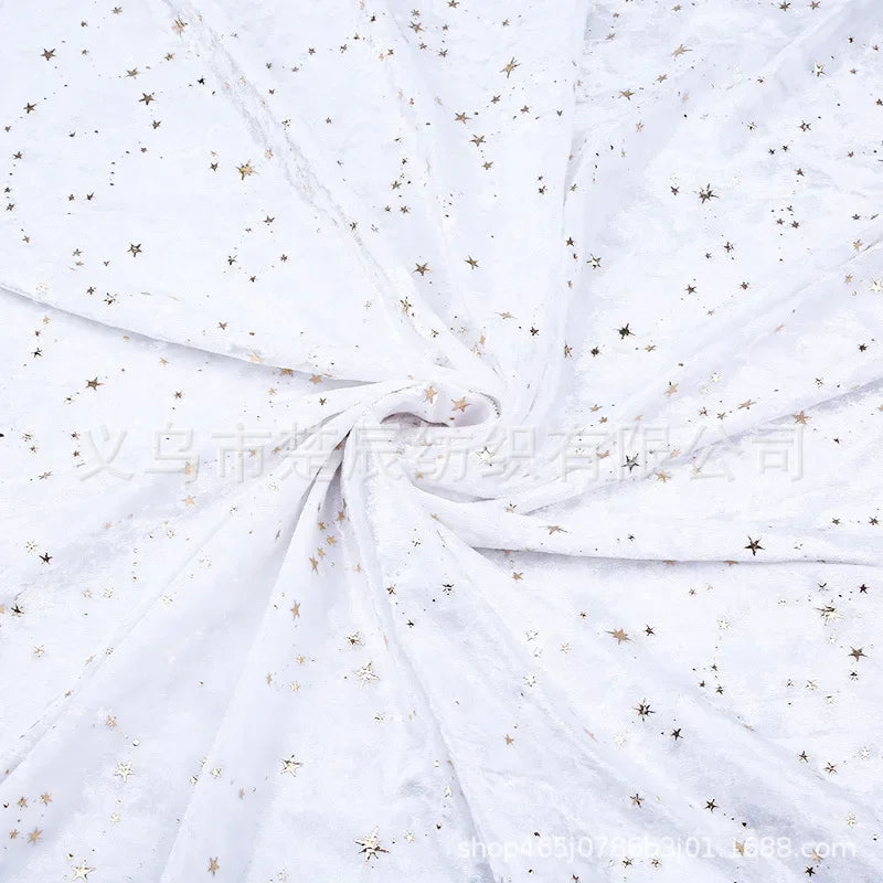 Bronzing Star Velvet Fabric By The Meter for Accessory Dress Pajamas Curtain Pillow Sofa Sewing Velour Cloth Stretch Warm Smooth