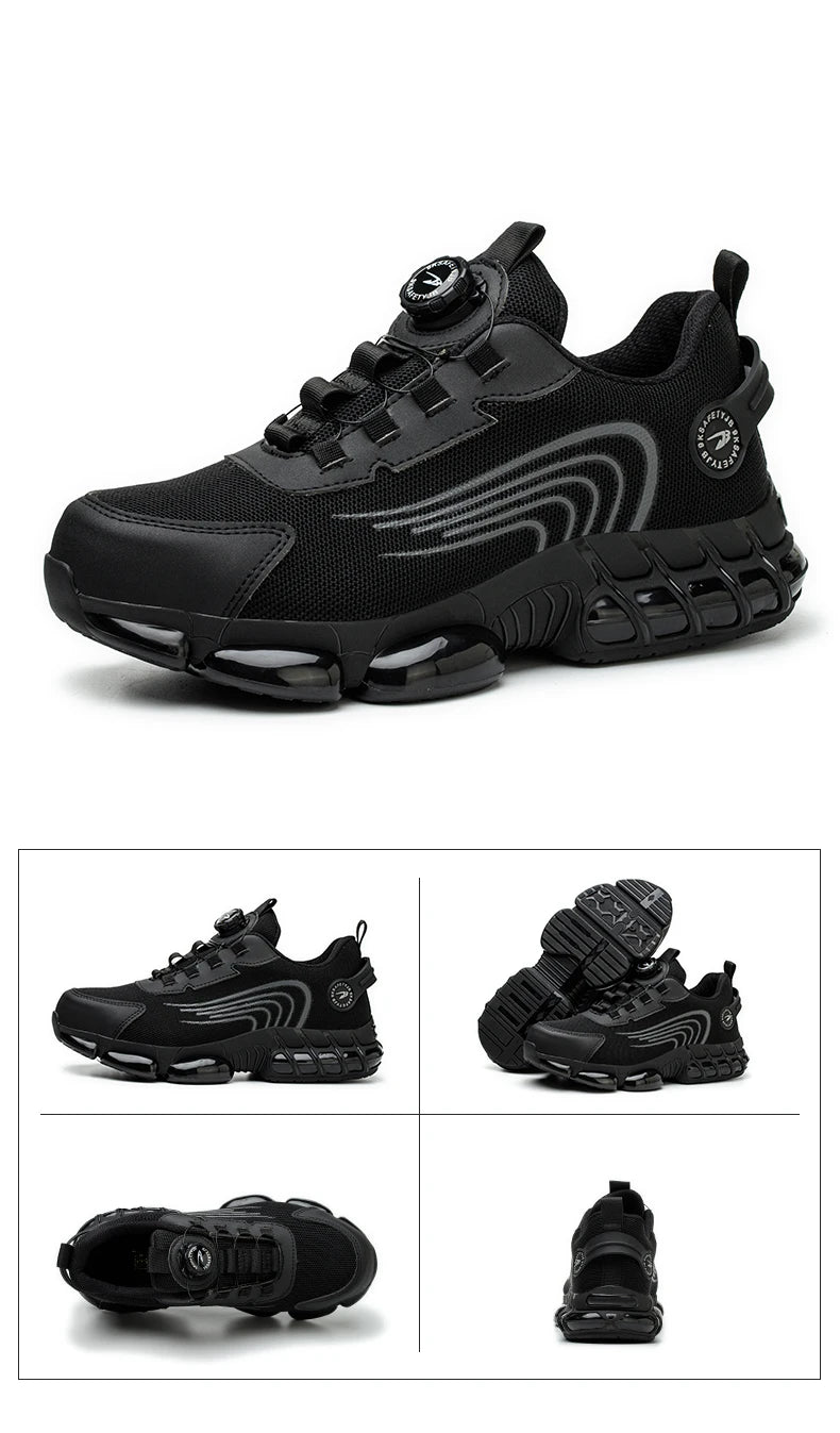 Rotating Button Unisex Safety Shoes Men For Work Sneakers Shoes Puncture-Proof Protective Women Shoes Steel Toe Work footwear