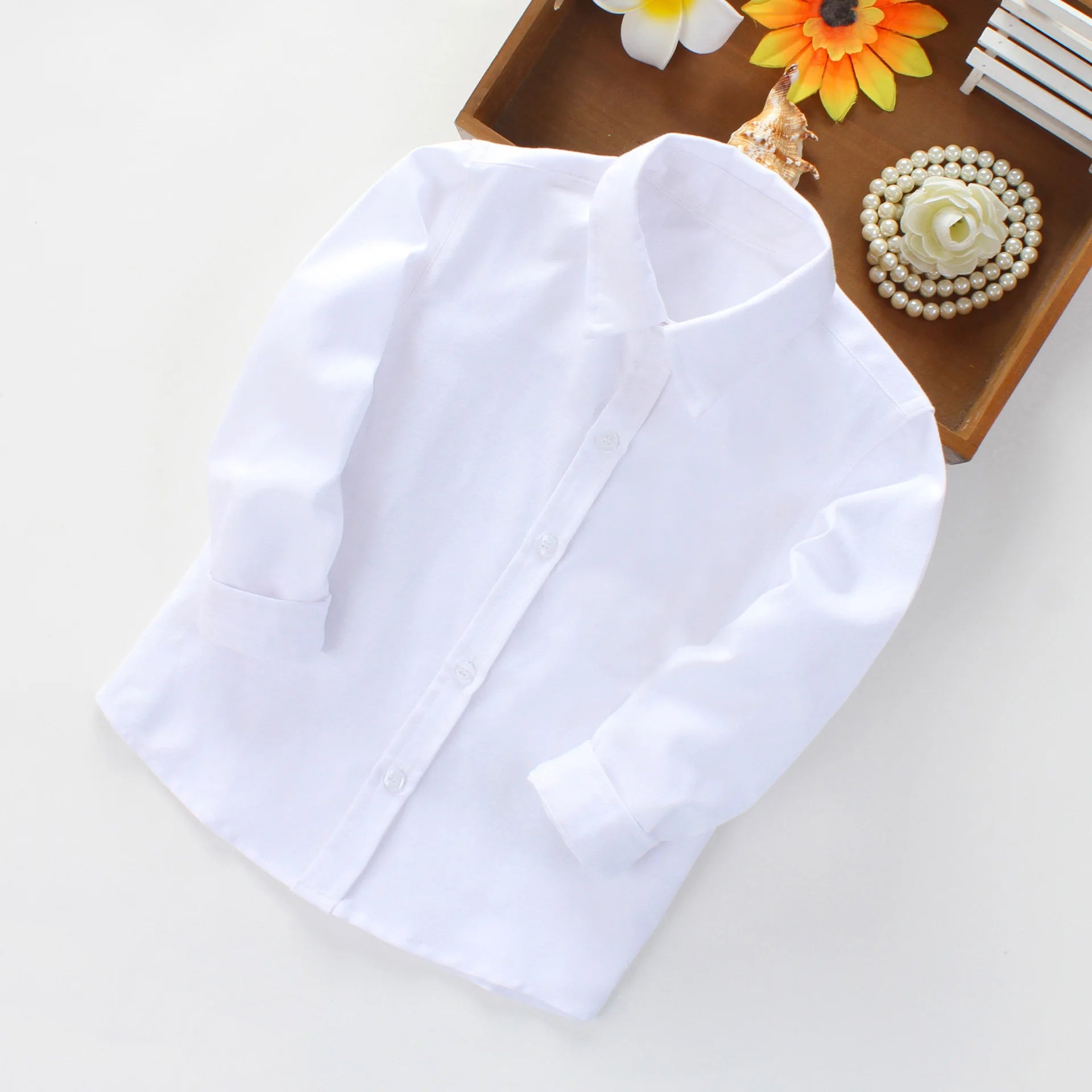 Girls Long Sleeve White School Uniform Shirt