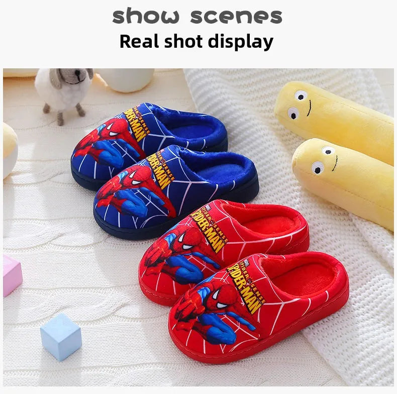 Cartoon Printed Spider-man Cotton Slippers For Children&