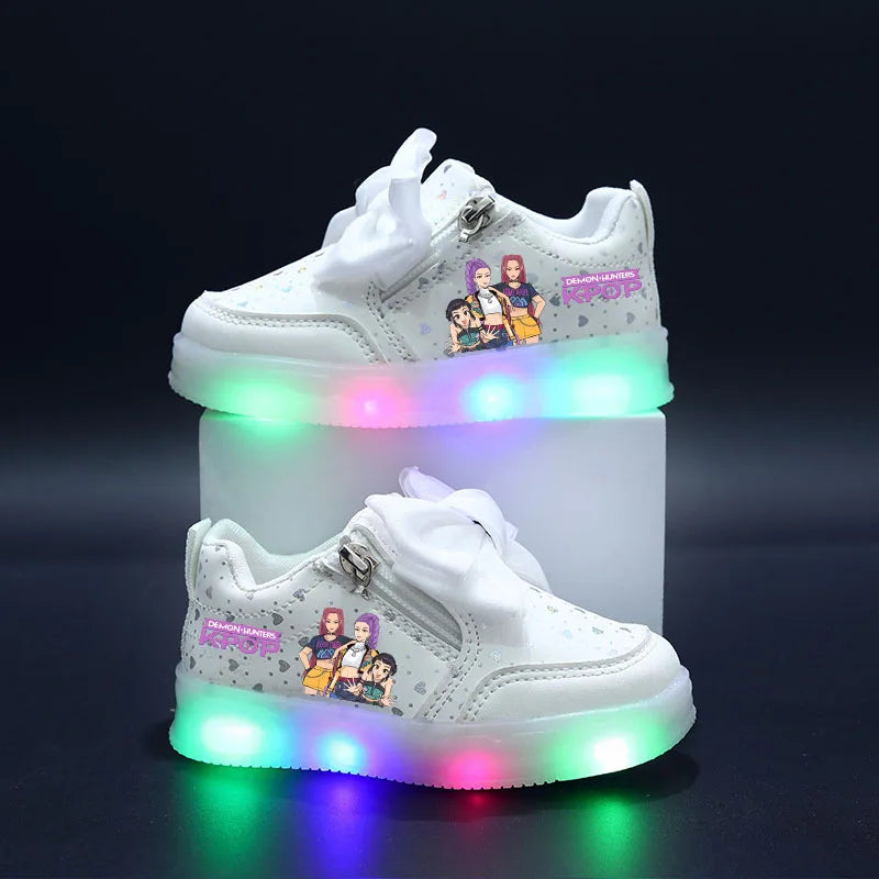 KPop Demon Hunters Shoes For Kids Children LED Shoes Baby Toddler Shoes 2-6 Y Anime Huntrix Luminous Sport Shoes Size 21-30