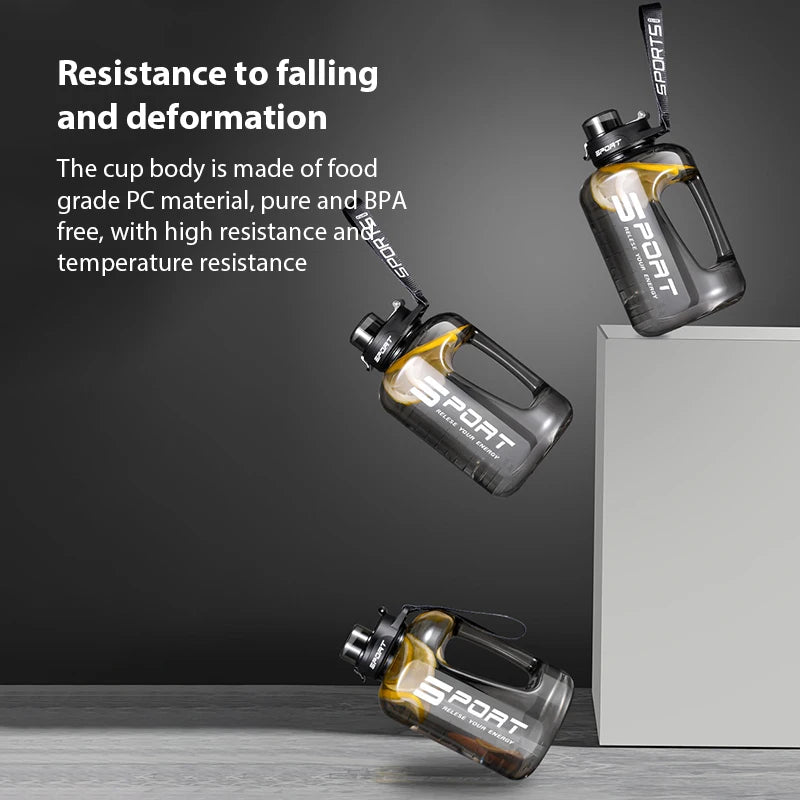 Large-Capacity Water Bottle Straw Pot Belly Cup Sports Water Bottle Ton Ton Bucket Students Portable Plastic Cup 1.2L/1.7L/2.5L