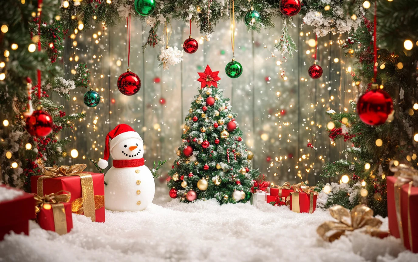 Christmas Decoration 2025 Photography Background Christmas Tree Snowman Photo Background Xmas Party Supplies Home Wall Banner