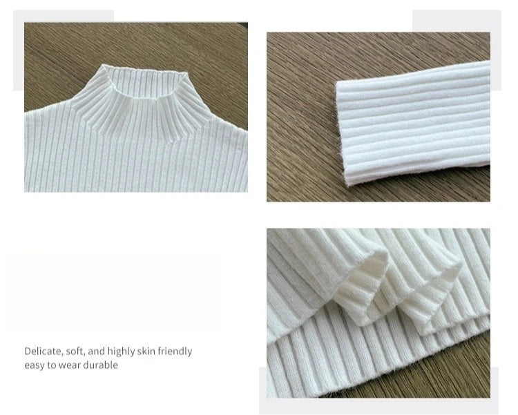 Chic Women’s Turtleneck Knit Sweater – Autumn Winter Slim Pullover