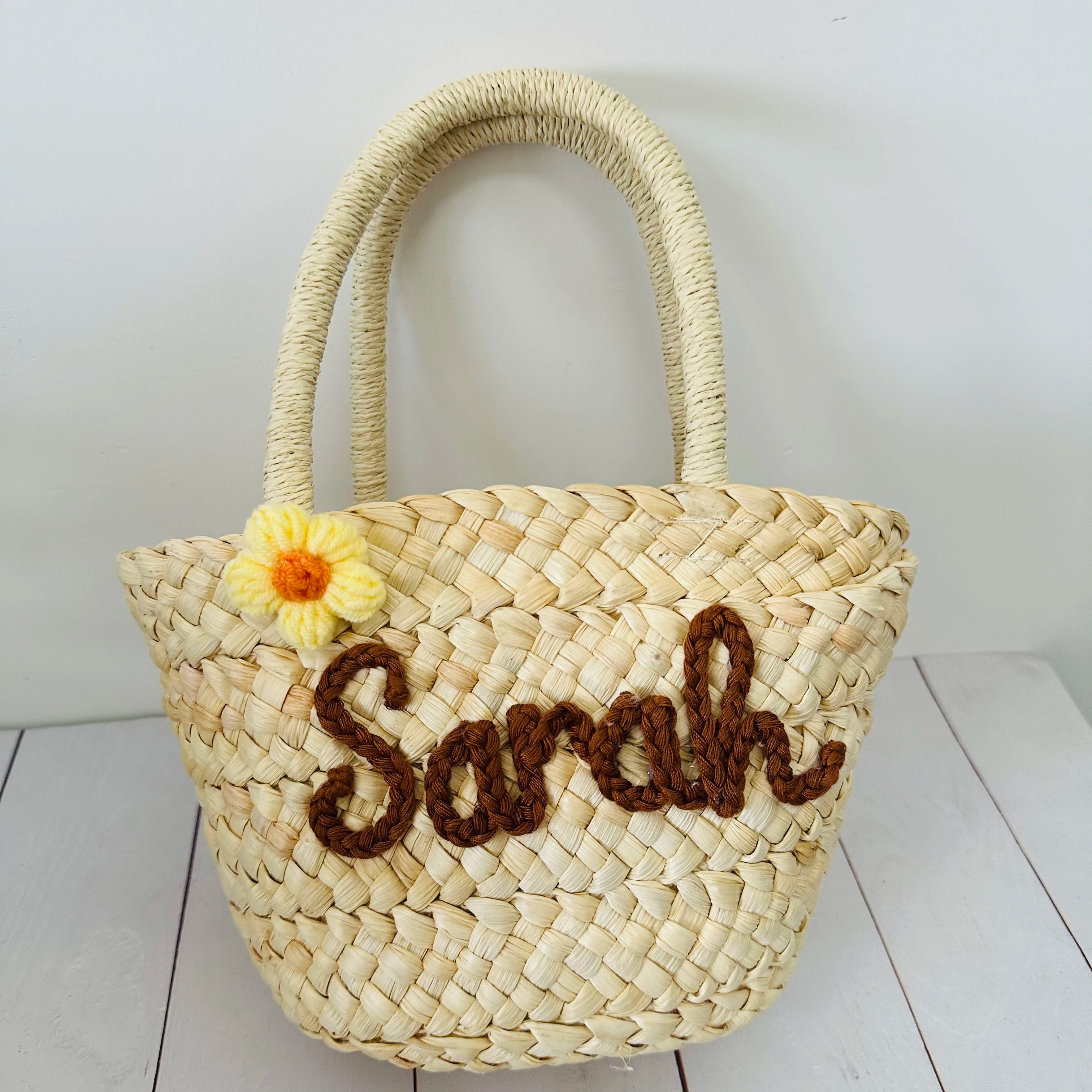 Personalized Handmade Straw Bag for Bridesmaid Tote With Name Custom Flower Girl Bag Bridesmaid Tote Bag Beach Bridal Party Gift