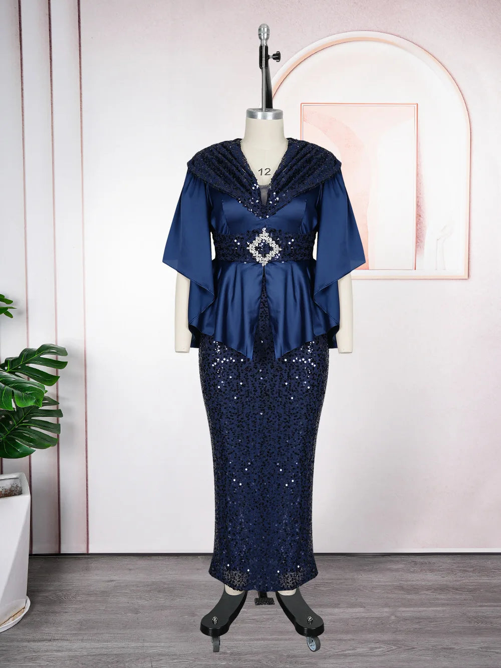 African Party Dresses for Women Elegant Turkey Muslim Wedding Evening Gown Plus Size Dashiki Sequin Sexy Bodycon Slit Long Dress