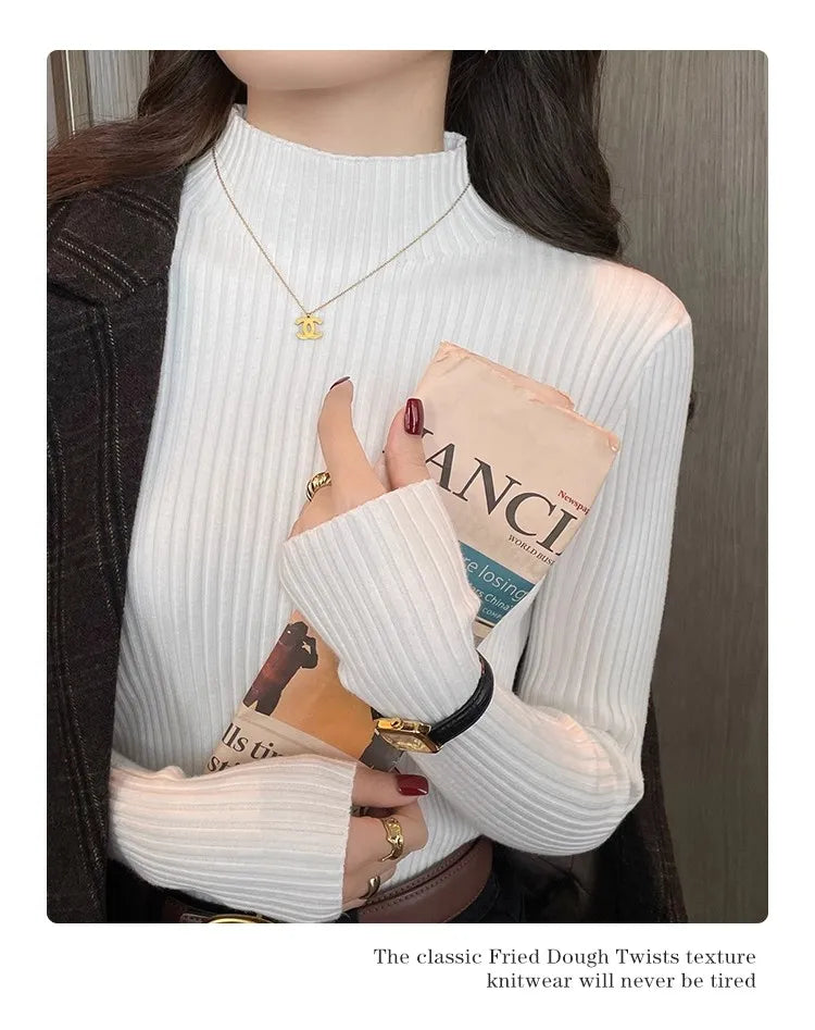 Chic Women’s Turtleneck Knit Sweater – Autumn Winter Slim Pullover