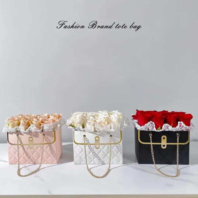 Flower Tote Bag Portable Foldable Long Lasting Universal Present Packing Rose Flower Box Party Gift Box Wedding Valentine&